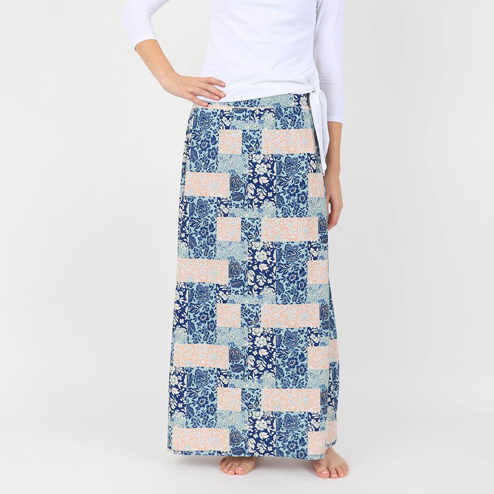 Patched Roses Maxi Swim Skirt